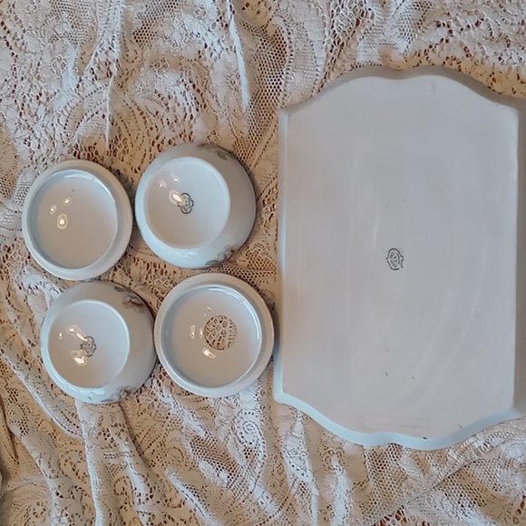 Antique Prov Saxe Porcelain 5 Piece Floral Hand-painted Vanity Set - Picture 9 of 16